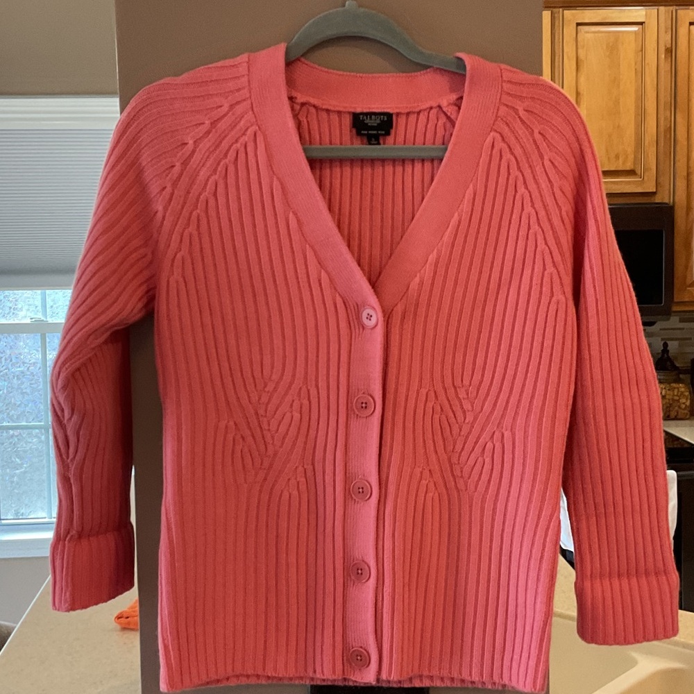 Talbots Coral Button-Up Cardigan
